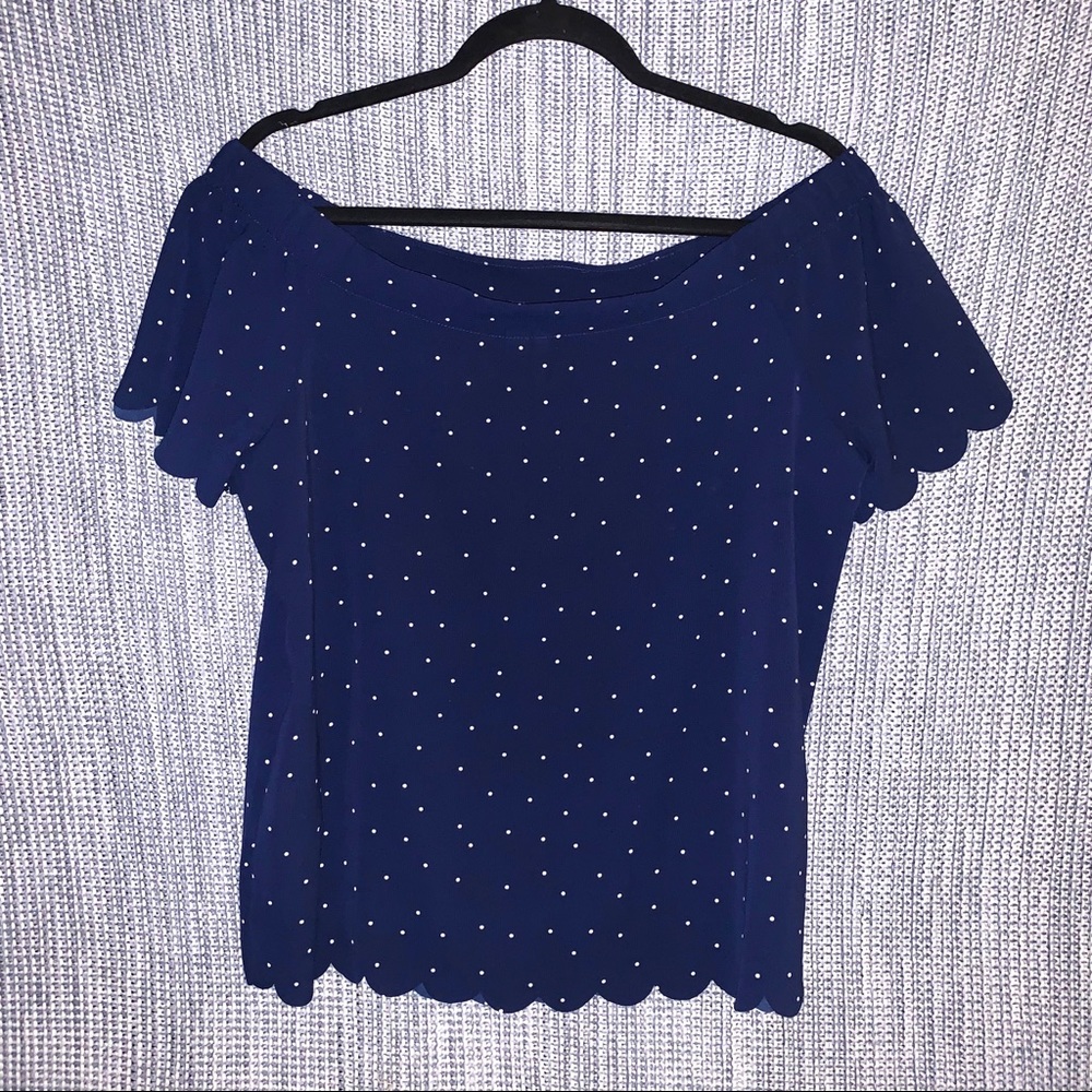 Elle polka dot, off-the-shoulder blouse
